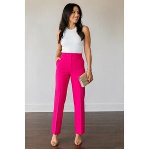 NY&Co. NWOT 7th Avenue Design Studio Hot Pink Straight Leg Modern Fit Pants